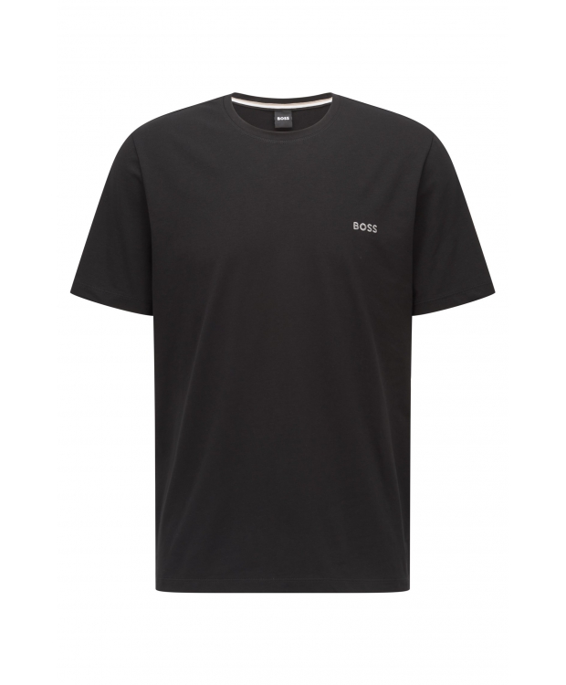 Billede af BOSS T-shirt med bomuld & kontrasterende logo i sort til herre.