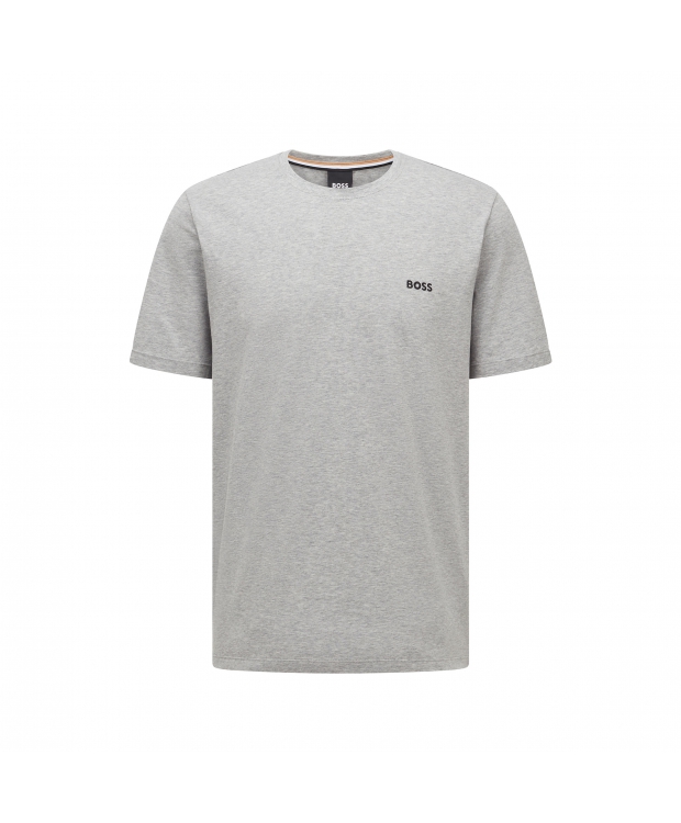 Billede af BOSS T-shirt med bomuld & kontrasterende logo i lysegrå til herre.