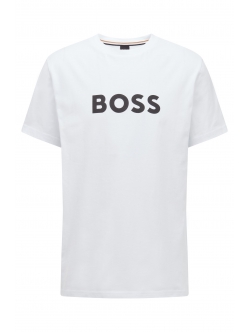 BOSS hvid logo-T-shirt herre, str. S, outlet