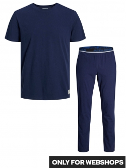 12: Jack & Jones pyjamas/loungesæt med t-shirt & bukser i navy til herre. XL Navy