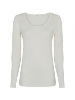 JBS of Denmark langærmet uld-T-shirt i ivory til kvinder i L og XL
