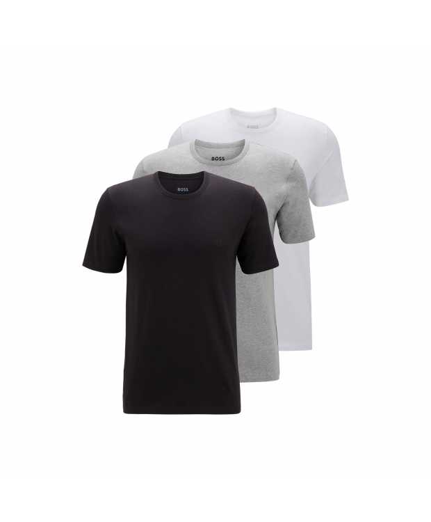 Billede af BOSS 3pak t-shirts med økologisk bomuld i sort, grå og hvid til herre.
