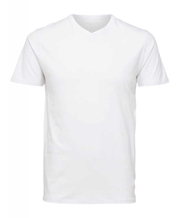 Billede af Selected t-shirt med v-hals i bright white til herre