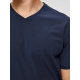 Selected T-shirt med V-hals i Navy Blazer til herre – aktive størrelser: S, L, XL, XXL, XXXL