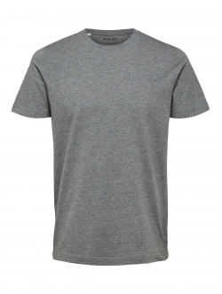 Selected kompakt t-shirt med økologisk bomuld i medium grey melange til herre