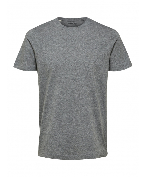 Se Selected kompakt t-shirt med økologisk bomuld i medium grey melange til herre hos Sokkeposten.dk