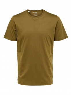 Selected kompakt t-shirt med økologisk bomuld i dark olive til herre