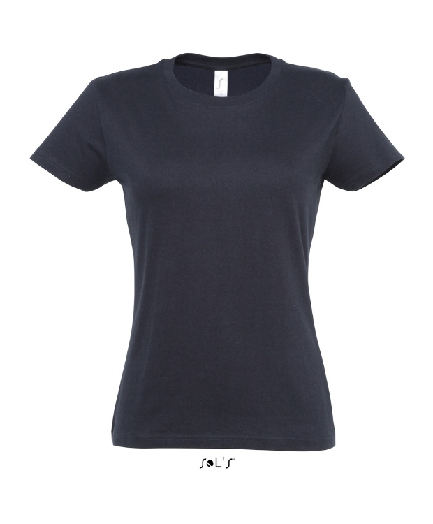 Se Sols faconsyet - T-shirt i Navy blå med rund hals til kvinder hos Sokkeposten.dk