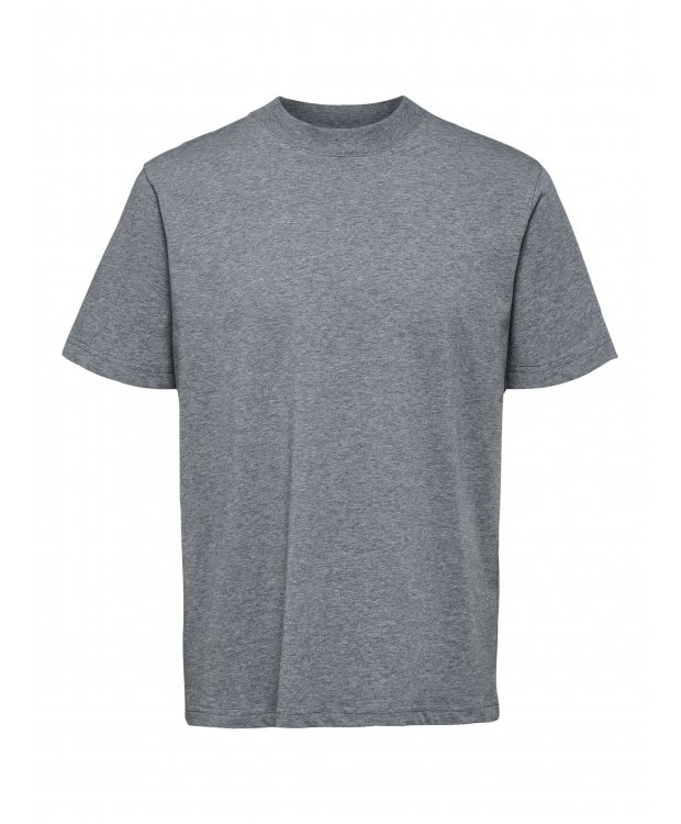 Se Selected relaxed fit t-shirt i medium grey melange til herre hos Sokkeposten.dk