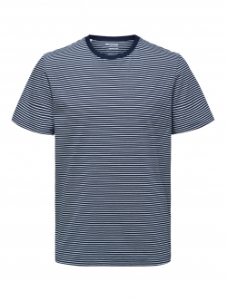 Selected stibet t-shirt med økologisk bomuld i navy blazer til herre