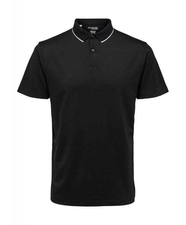 Selected kortærmet coolmax polo i sort til herre - OUTLET
