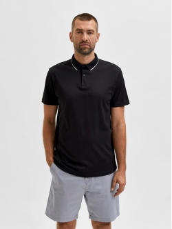 Selected kortærmet coolmax polo i sort til herre