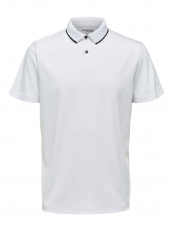 Selected kortærmet coolmax polo i bright white til herre