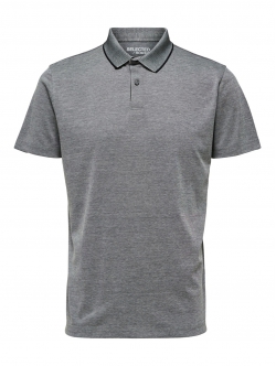 Selected kortærmet coolmax polo i medium grey melange til herre