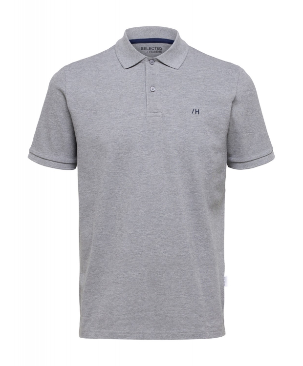 Selected klassisk polo i medium grey melange til herre - OUTLET