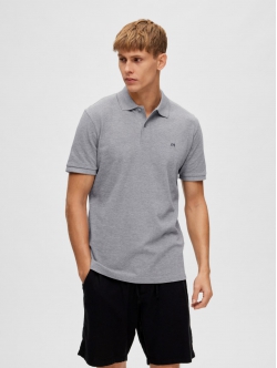 Selected klassisk polo i medium grey melange til herre