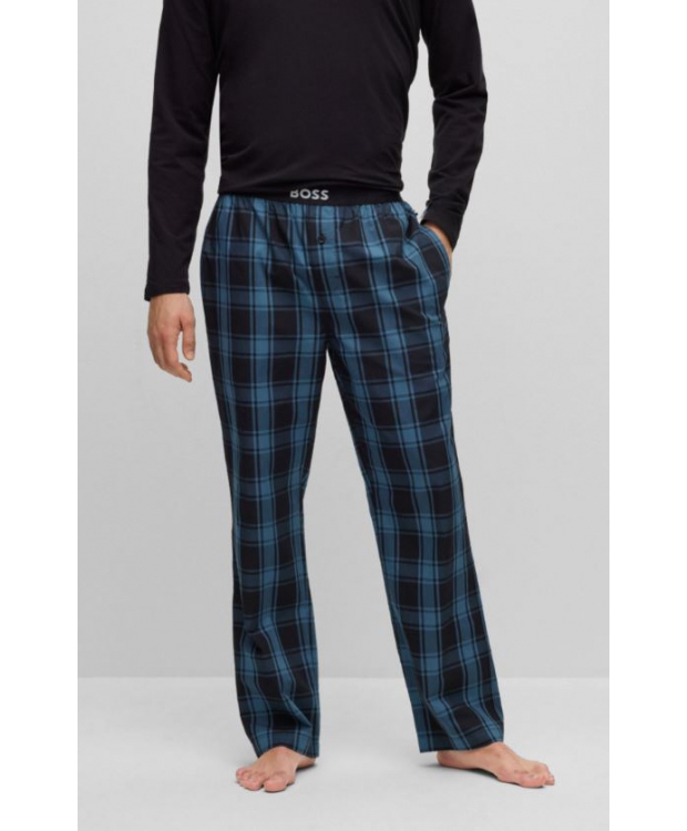 blæse hul grit ejendom BOSS pyjamassæt i sort & mørkeblå til herre. | Sokkeposten 