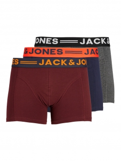 Jack & Jones 3pak underbukser/boksershorts i burgundy til herre