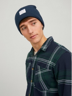 Jack & Jones strikhue i Navy til herre – Onesize