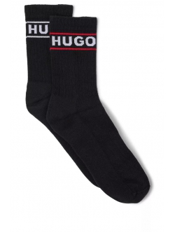HUGO 2-pak bomuldsstrømper med logo i Sort til kvinder – aktive størrelser: 35-38, 39-42