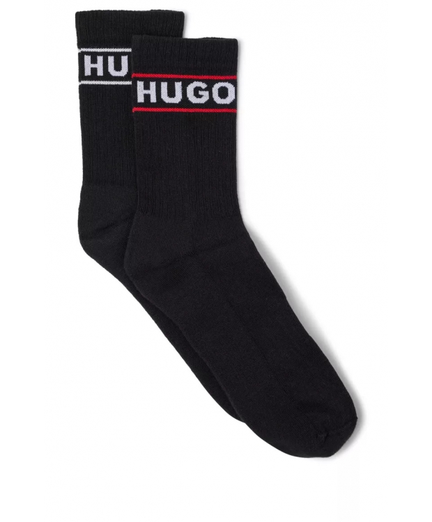 HUGO 2pak bomuldsstrømper i sort m. logo til kvinder.