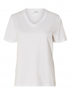 Selected klassisk t-shirt med v-hals i bright white til kvinder