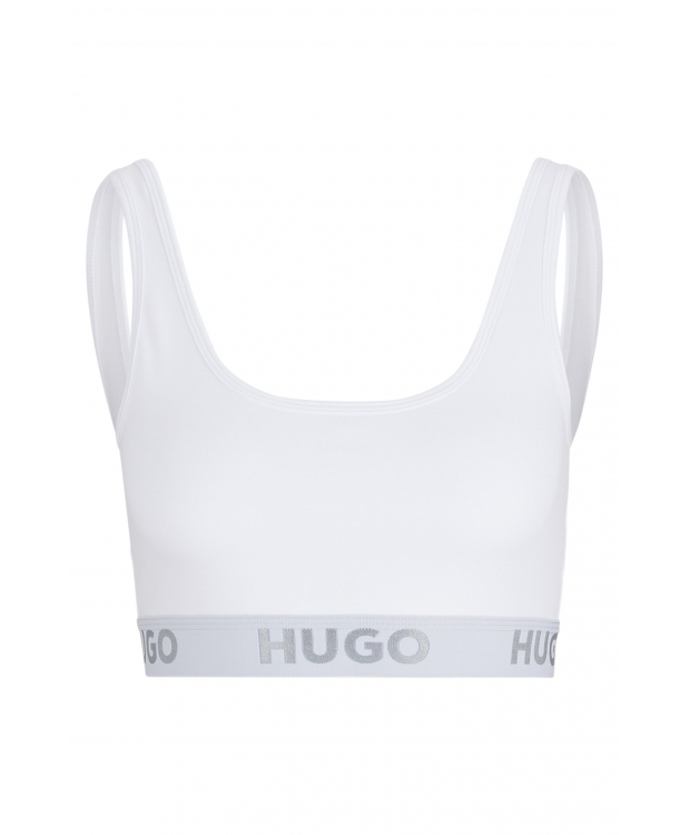 Se HUGO sporty-bh/top med logo i hvid til kvinder hos Sokkeposten.dk