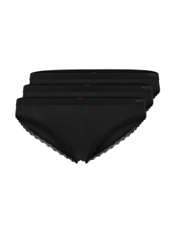 HUGO 3-pak mikrofiberbriefs med blonder i sort til kvinder – aktive størrelser XS, S, XL og XXL.