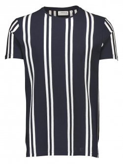 Lindbergh T-shirt i navy med striber til herre