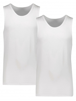 Lindbergh 2-pak hvide bambustanktops til herre – aktive størrelser S, M, L, XL, XXL og XXXL.