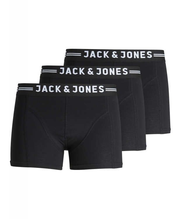 Billede af Jack & Jones 3-pak underbukser med bomuld i sort med hvid logo til drenge