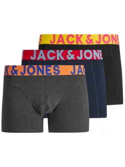 Jack & Jones 3-pak underbukser med bomuld i grå, navy og sort til drenge