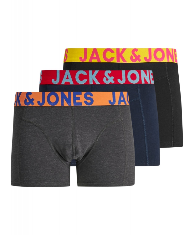 Se Jack & Jones 3-pak underbukser med bomuld i grå, navy og sort til drenge hos Sokkeposten.dk