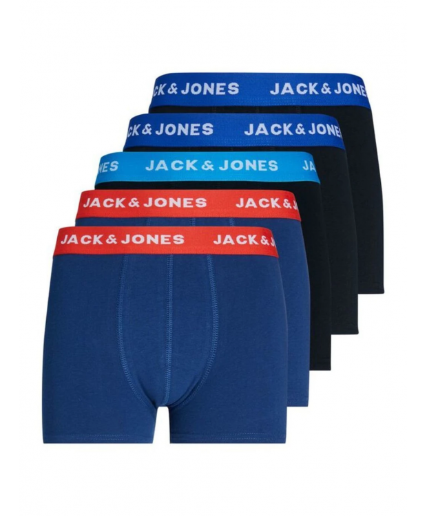 Se Jack & Jones 5-pak underbukser med bomuld i sort og blå til drenge hos Sokkeposten.dk
