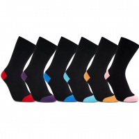 iZ Sock 6pak bambusstrømper med forskellige farvet hæl og tå til unisex