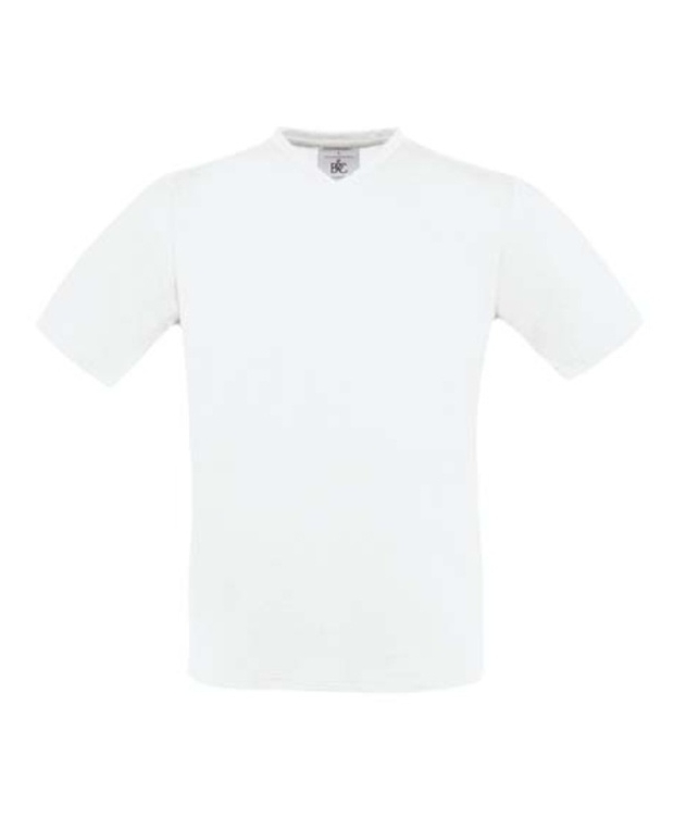 B&C Exact hvid T-shirt med V-hals til mænd