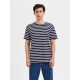 Selected t-shirt i navy m. hvide striber til herre