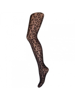 Decoy Fashion strømpebukser i sort med elegant leopard mønster , 20 denier til kvinder