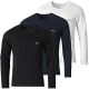 BOSS 3-pak langærmede T-shirts i sort, navy og hvid til herre i str. S, M, L, XL og XXL