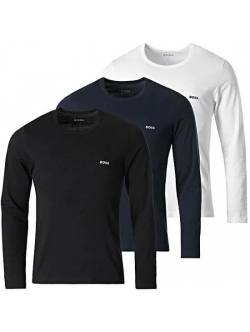 BOSS 3-pak langærmede T-shirts i sort, navy og hvid til herre i str. S, M, L, XL og XXL