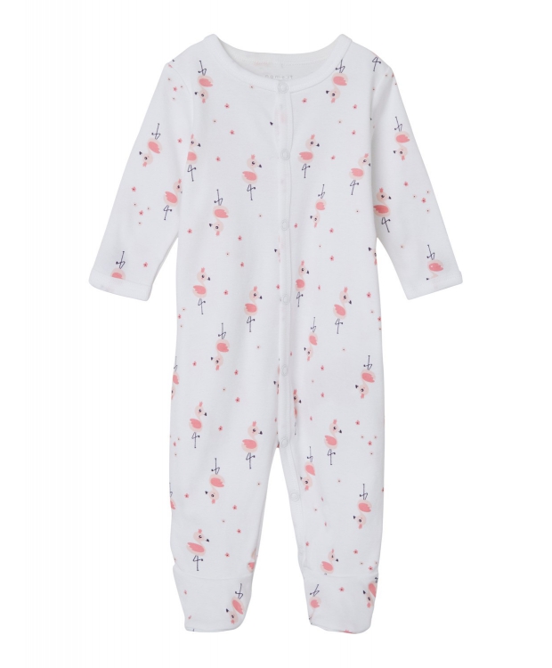 Billede af Name it pyjamas dragt i hvid m. flamingo motiv til børn