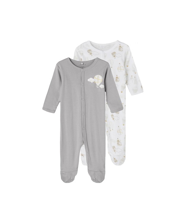 Name it 2-pak pyjamas dragt i grå & hvid til børn