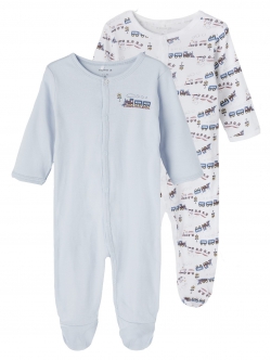 Name it 2-pak pyjamas dragt i lyseblå & hvid til børn