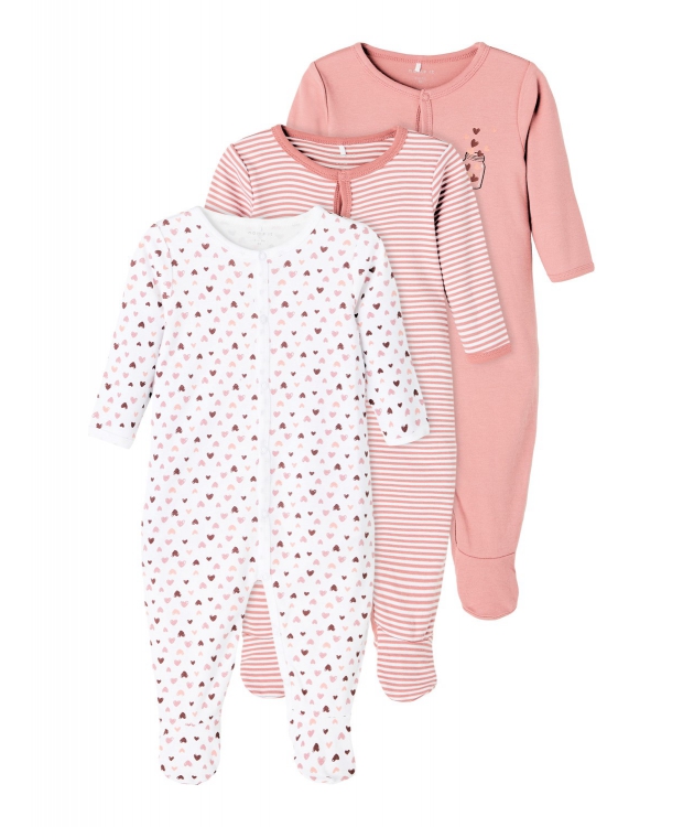 14: Name it 3-pak pyjamas dragt i hvid & lyserød til piger