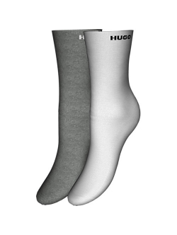 HUGO 2-pak bomuldsstrømper i hvid og grå til kvinder i størrelse 35-38 og 39-42