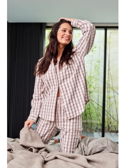 JBS of Denmark Women pyjamasskjorte med tern i lyserød til kvinder – XS, S, L, XL, 2XL