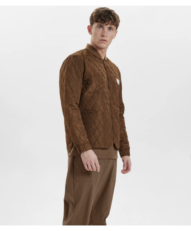 Resteröds quilted zip jakke i brun til herre