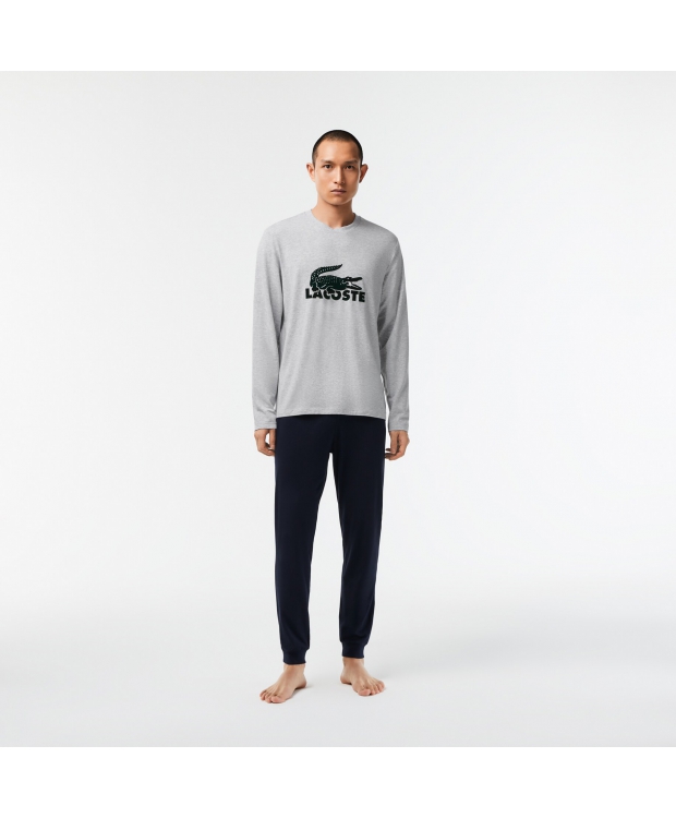 LACOSTE pyjamassæt i sort og grå til herre billede 4