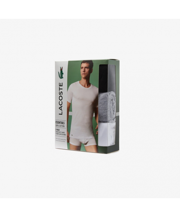Lacoste 3-pak T-shirt i Sort, Hvid & Grå til Herre