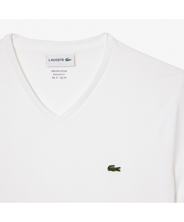 Lacoste Klassisk V-hals T-shirt i Hvid til Herre (Regular Fit) billede 3